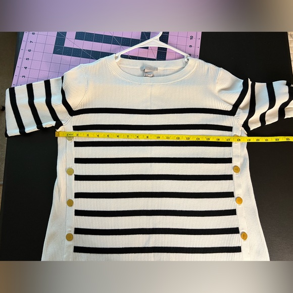 H&M Black and White Striped Knit Sweater L - Picture 4 of 10